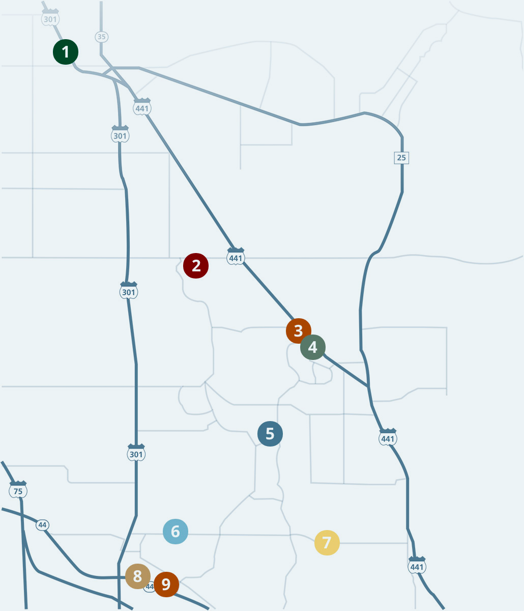Eight Convenient Locations Map